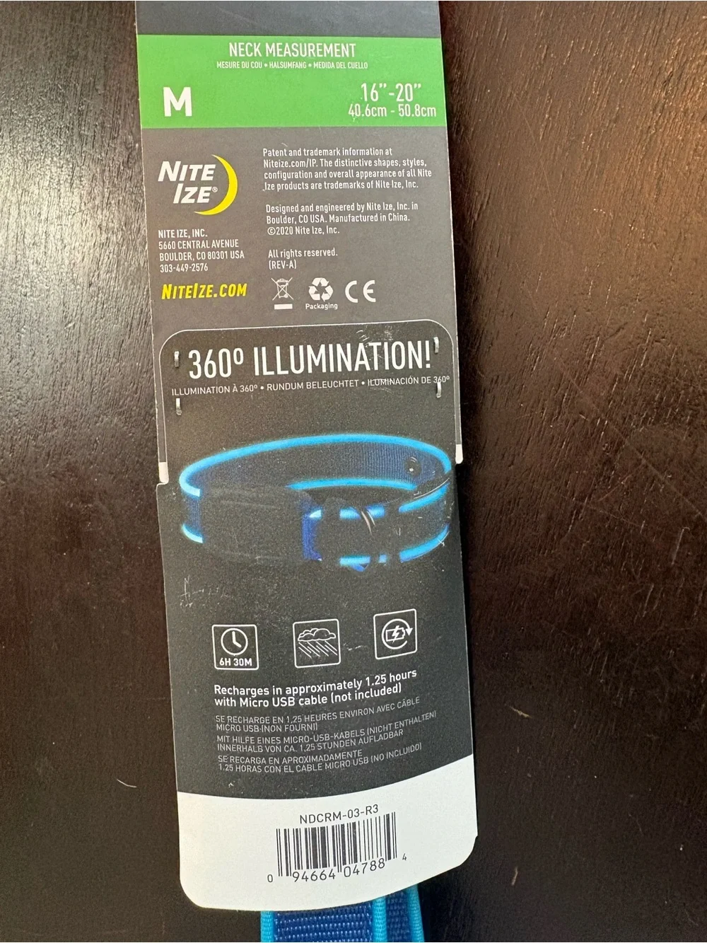 NITEDOG NITEIZE Rechargeable LED COLLAR,  sz. M
